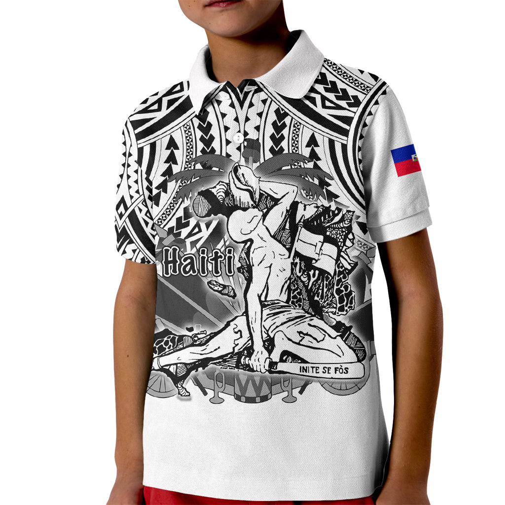 Custom Haiti Polo Shirt for Kid Polynesian Neg Maron White Style LT6 - Wonder Print Shop