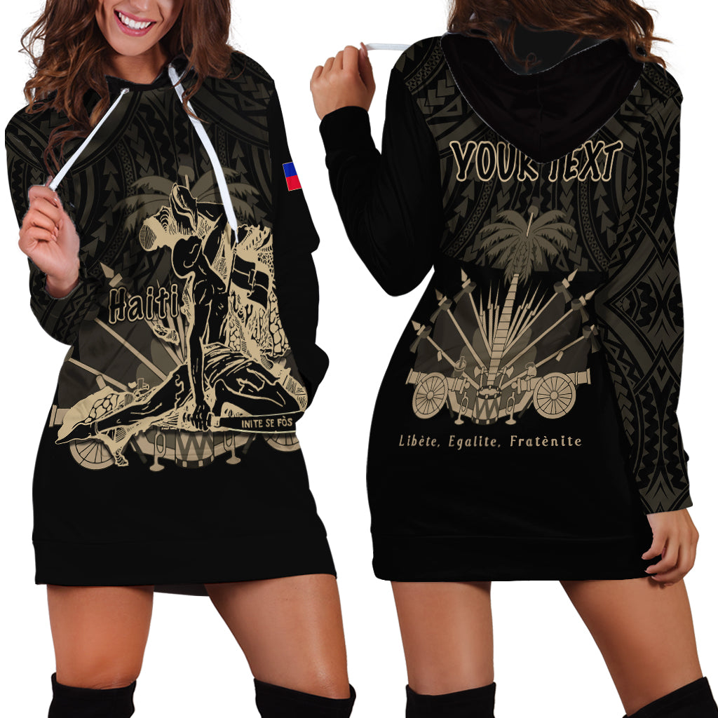 (Custom Personalised) Haiti Hoodie Dress Polynesian Neg Maron Black Style LT6 - Wonder Print Shop