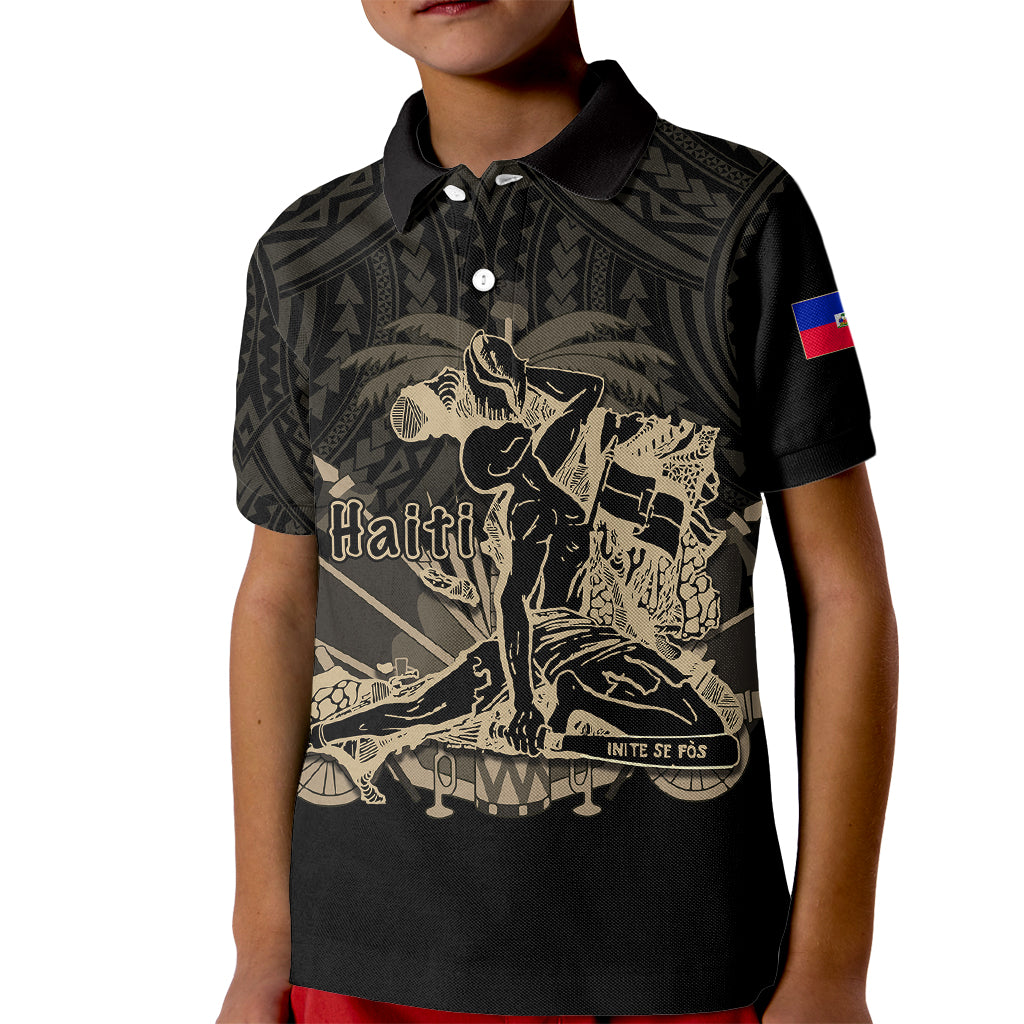 Custom Haiti Polo Shirt for Kid Polynesian Neg Maron Black Style LT6 - Wonder Print Shop