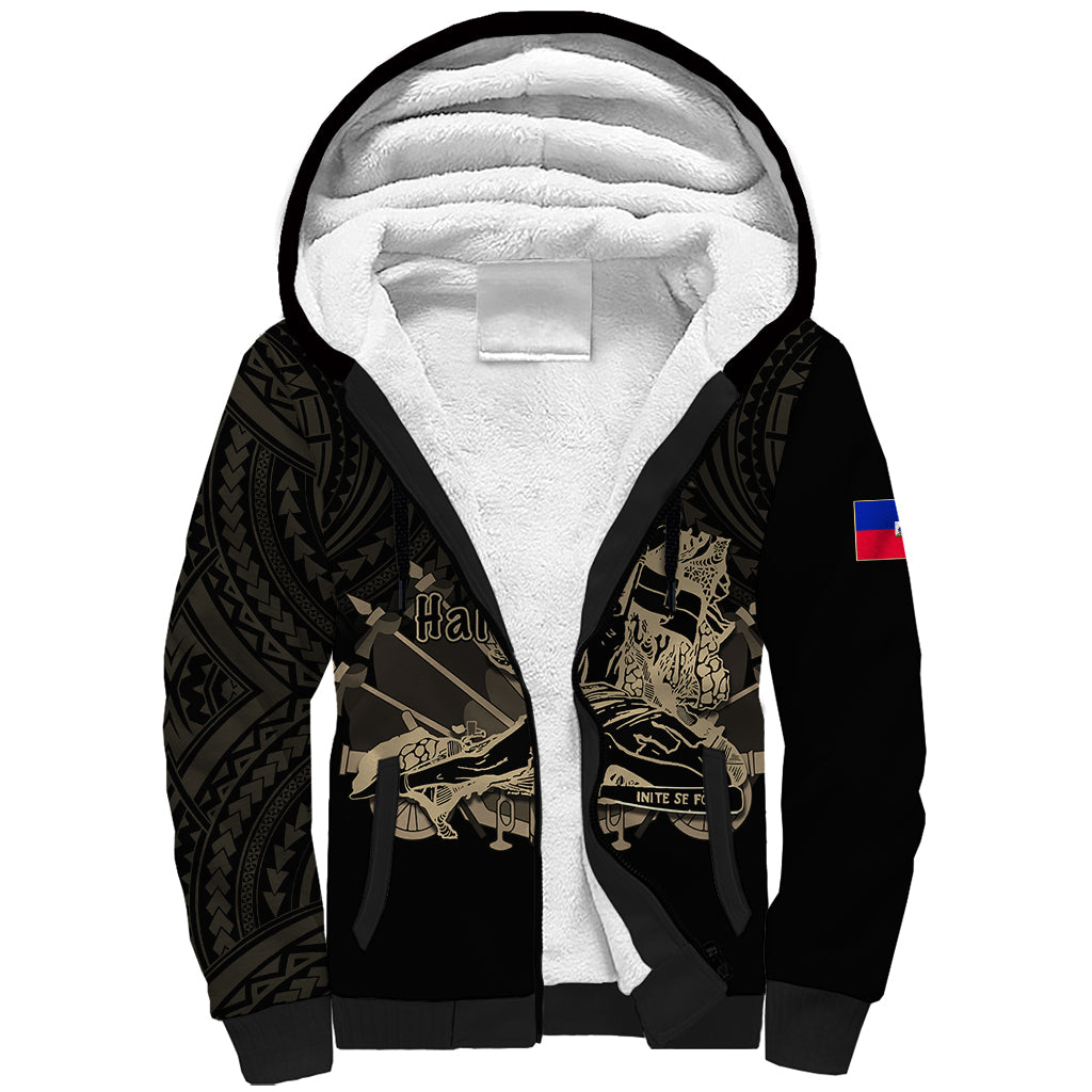 (Custom Personalised) Haiti Sherpa Hoodie Polynesian Neg Maron Black Style LT6 - Wonder Print Shop