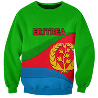 Green crewneck sweatshirt with Eritrea flag print and 'ERITREA' text
