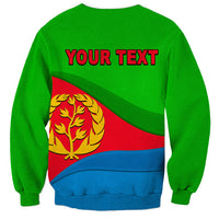 Green crewneck sweatshirt with Eritrea flag print and 'YOUR TEXT' at back