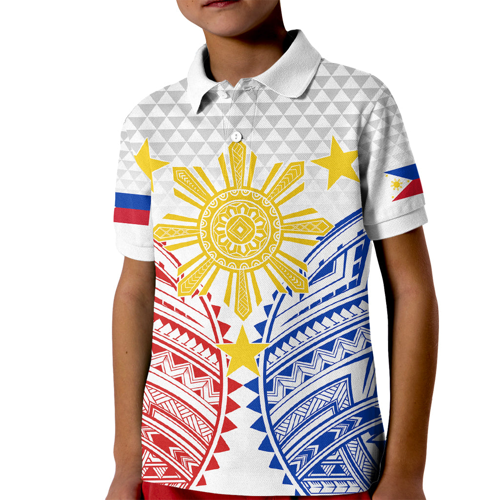 Custom Philippines Polo Shirt Independence Day for Kid Tribal Sun and Stars Ver 01 - Wonder Print Shop