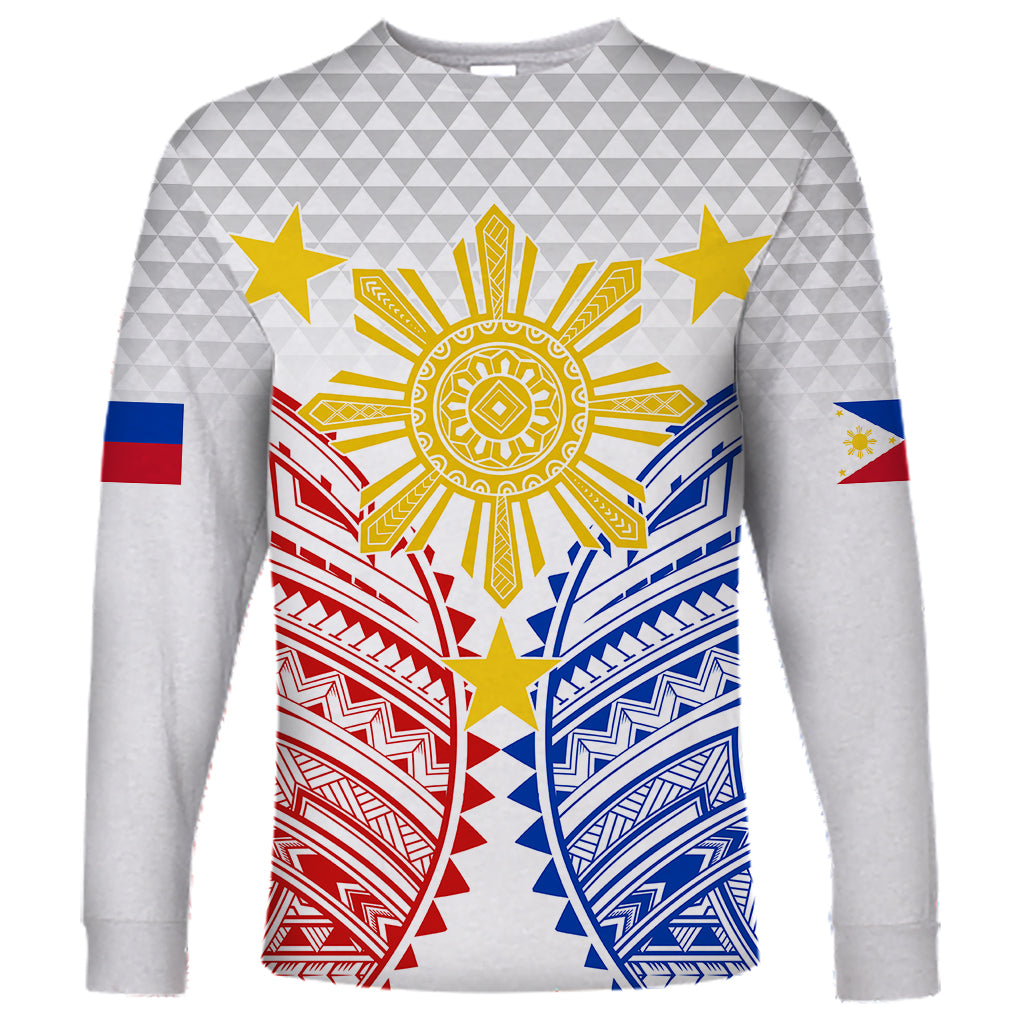 Personalised Philippines Independence Day Long Sleeve Shirt Tribal Sun and Stars Ver 01 - Wonder Print Shop