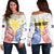 Personalised Philippines Independence Day Off Shoulder Sweater Tribal Sun and Stars Ver 01 - Wonder Print Shop