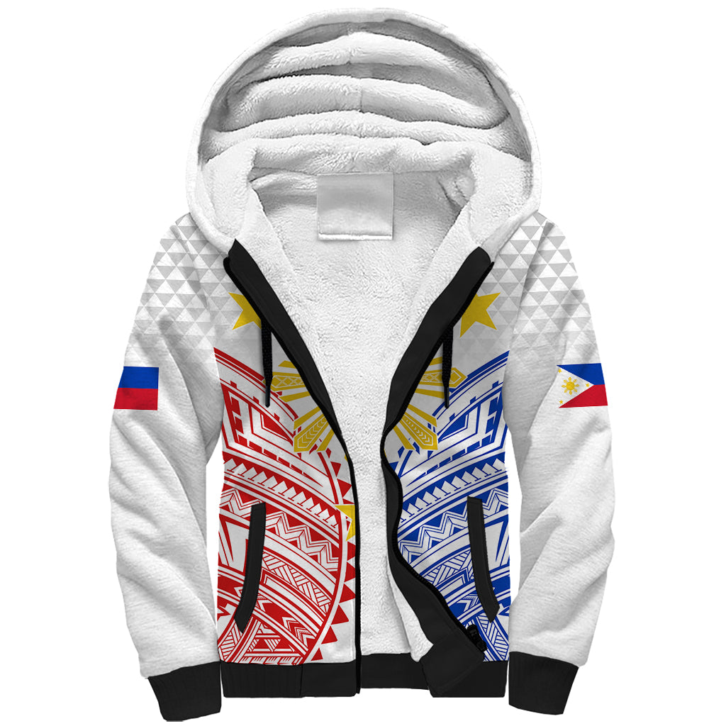 Personalised Philippines Independence Day Sherpa Hoodie Tribal Sun and Stars Ver 01 - Wonder Print Shop