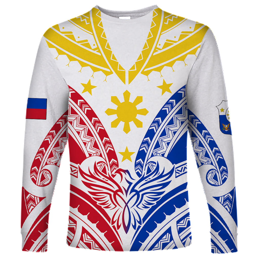 Personalised Philippines Independence Day Long Sleeve Shirt Tribal Sun and Stars Ver 02 - Wonder Print Shop