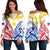 Personalised Philippines Independence Day Off Shoulder Sweater Tribal Sun and Stars Ver 02 - Wonder Print Shop