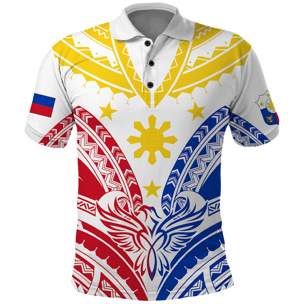 Custom Philippines Polo Shirt Independence Day Tribal Sun and Stars Ver 02 - Wonder Print Shop