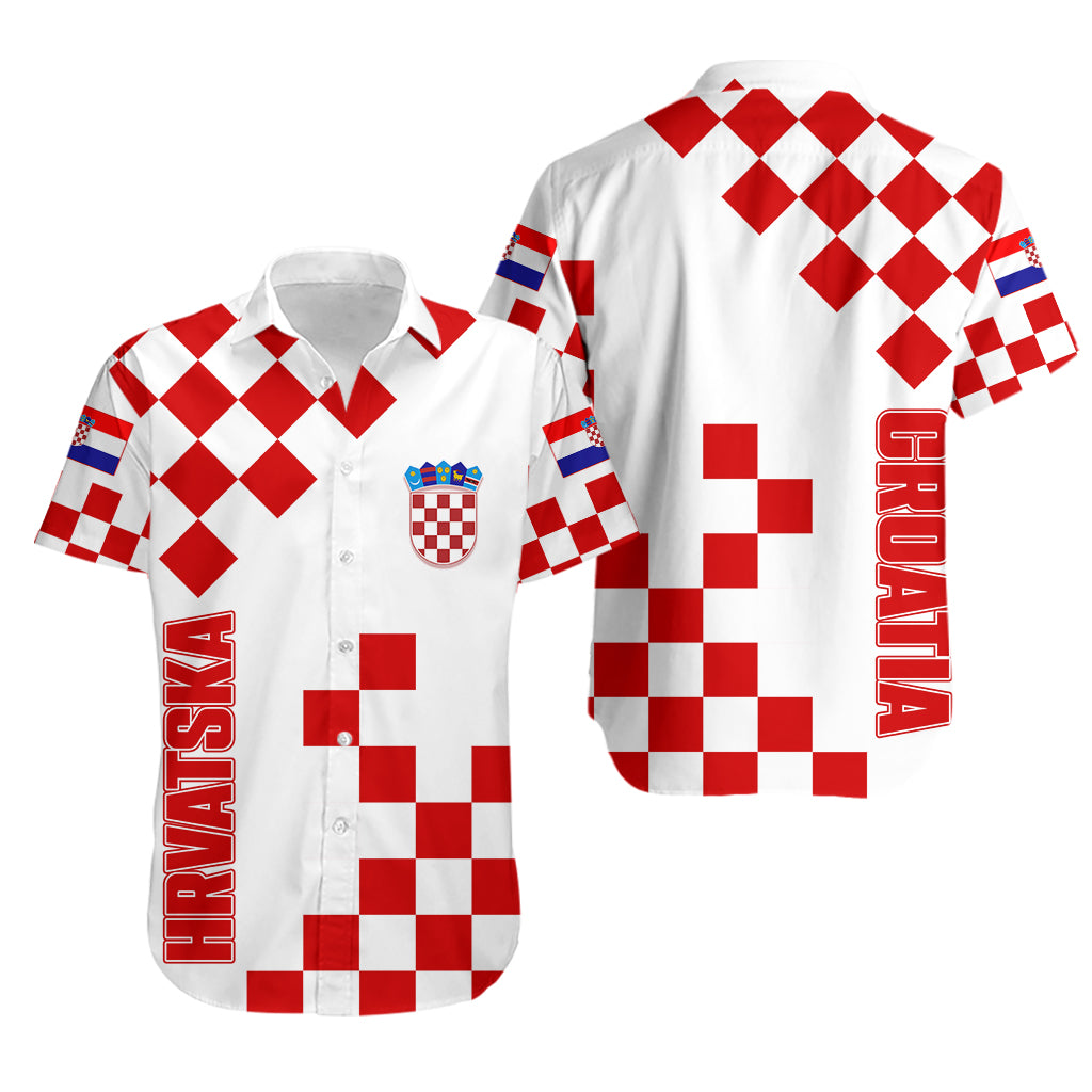 Croatia National Day Hawaiian Shirt Checkerboard Hrvatska Simple Style 01 - Wonder Print Shop