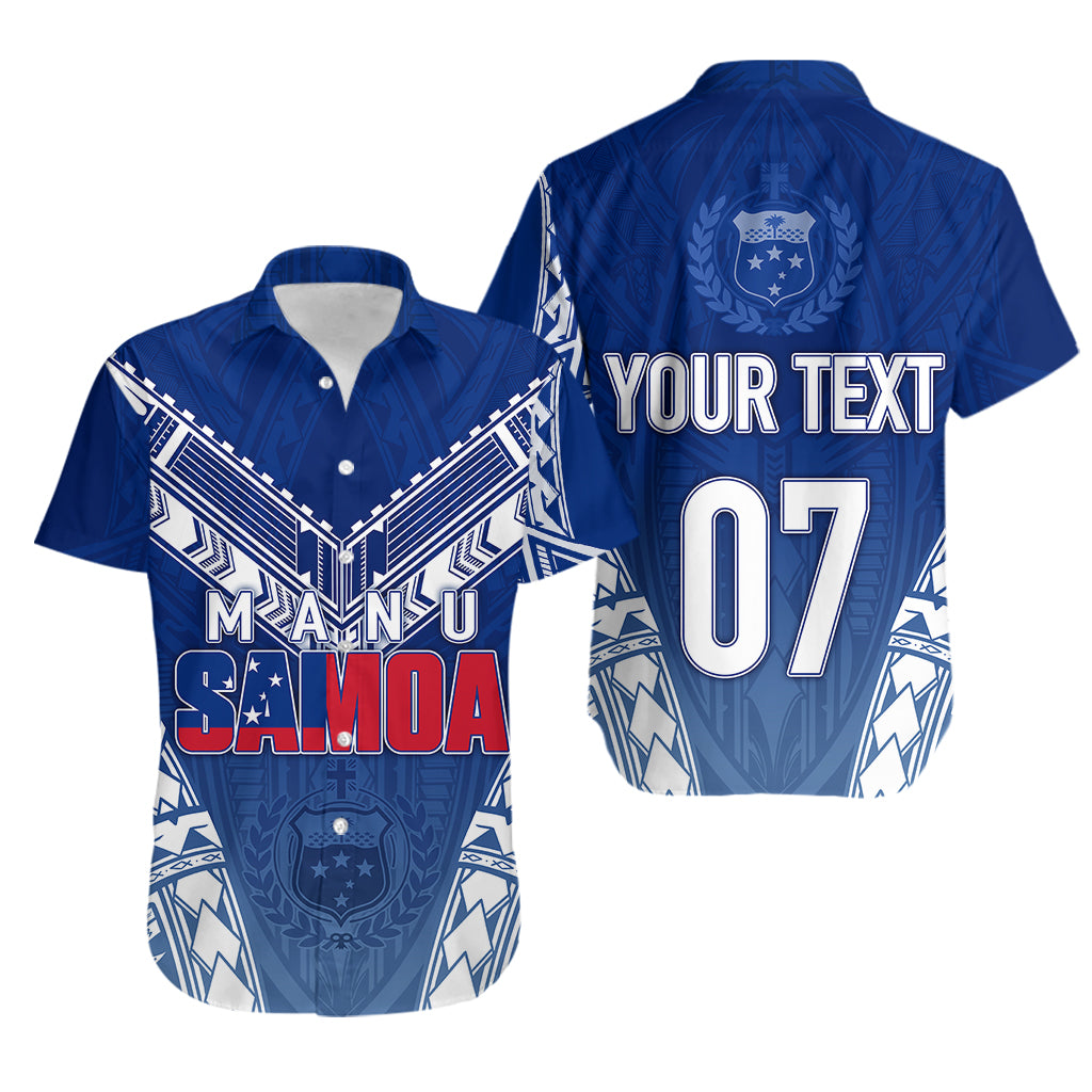 Personalised Samoa Rugby Hawaiian Shirt Manu Samoa Gradient Blue - Wonder Print Shop