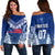 Personalised Samoa Rugby Off Shoulder Sweater Manu Samoa Gradient Blue - Wonder Print Shop