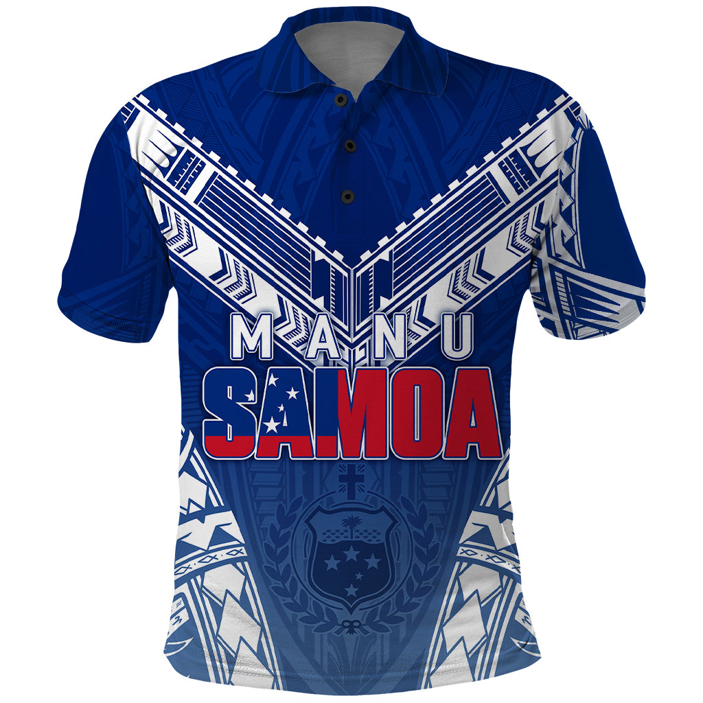 Custom Samoa Rugby Polo Shirt Manu Samoa Gradient Blue - Wonder Print Shop