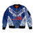 Personalised Samoa Rugby Sleeve Zip Bomber Jacket Manu Samoa Gradient Blue - Wonder Print Shop