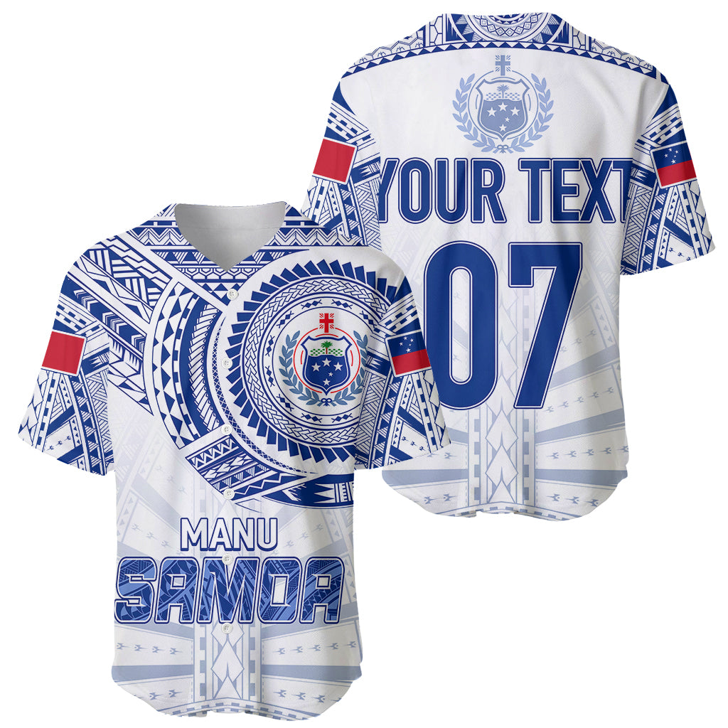 Personalised Samoa Rugby Baseball Jersey Manu Samoa Gradient White LT7 - Wonder Print Shop