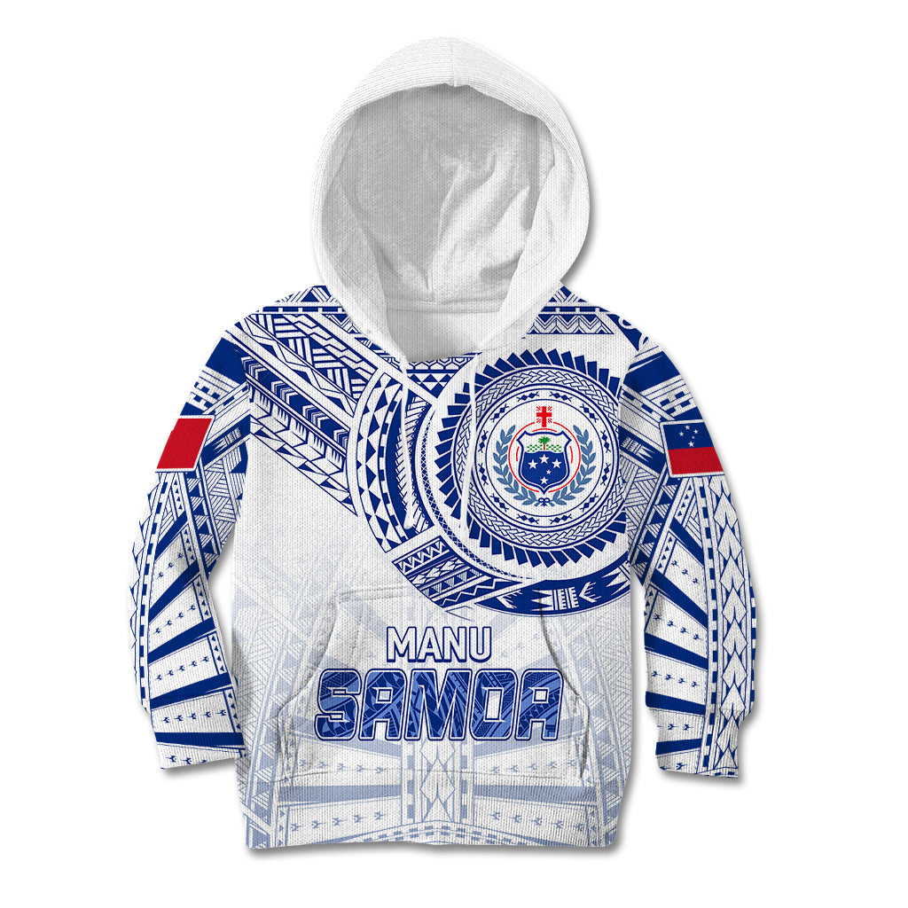 Personalised Samoa Rugby Kid Hoodie Manu Samoa Gradient White - Wonder Print Shop