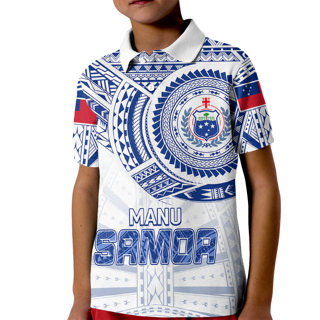 Custom Samoa Rugby Polo Shirt for Kid Manu Samoa Gradient White - Wonder Print Shop