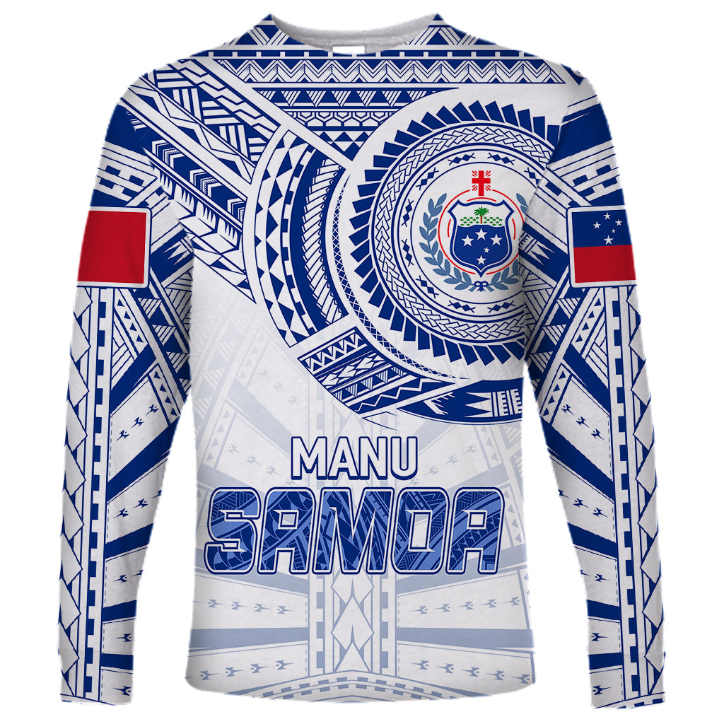 Personalised Samoa Rugby Long Sleeve Shirt Manu Samoa Gradient White - Wonder Print Shop