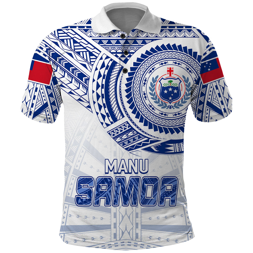 Custom Samoa Rugby Polo Shirt Manu Samoa Gradient White - Wonder Print Shop