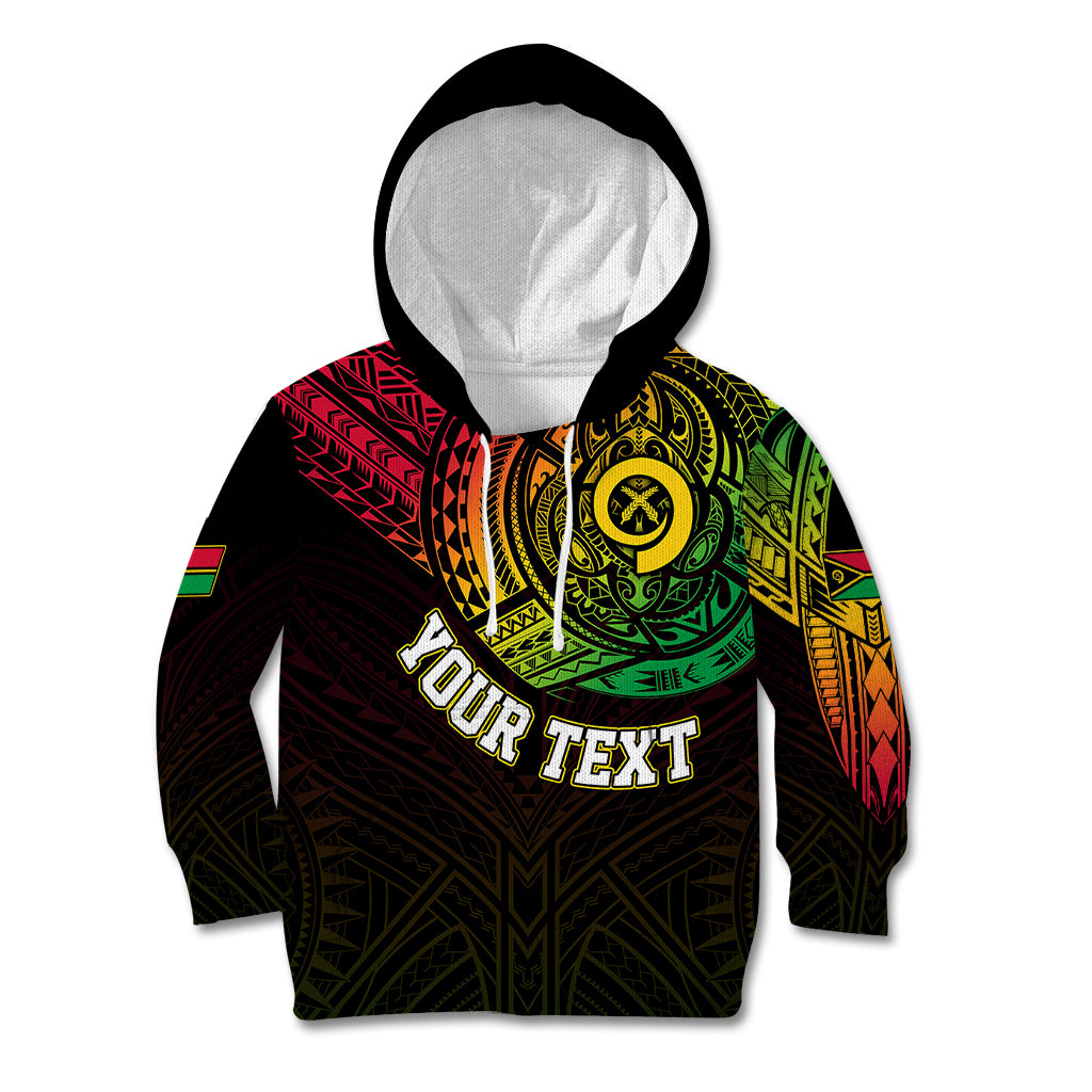 Personalised Vanuatu Kid Hoodie Turtle Chest Tattoo Flag Color - Wonder Print Shop