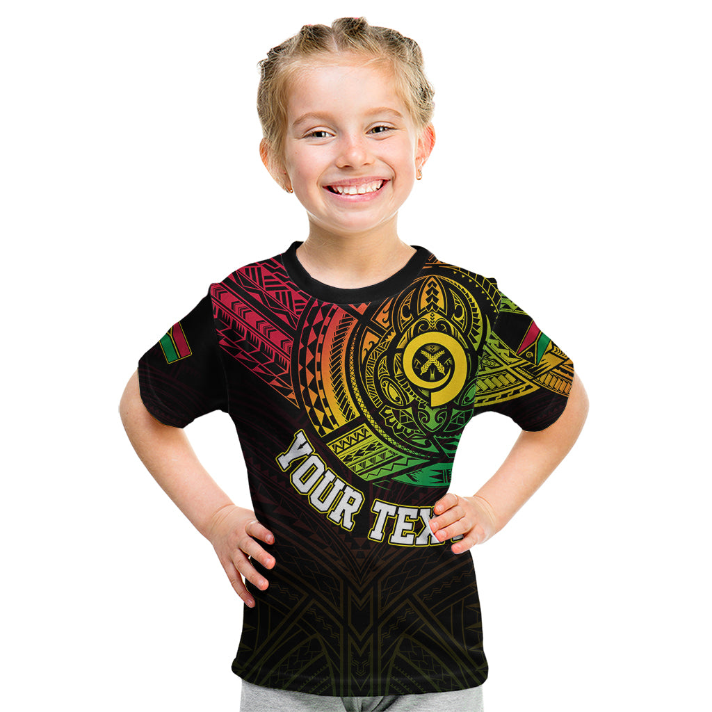 Personalised Vanuatu Kid T Shirt Turtle Chest Tattoo Flag Color - Wonder Print Shop