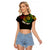 Personalised Vanuatu Raglan Cropped T Shirt Turtle Chest Tattoo Flag Color - Wonder Print Shop