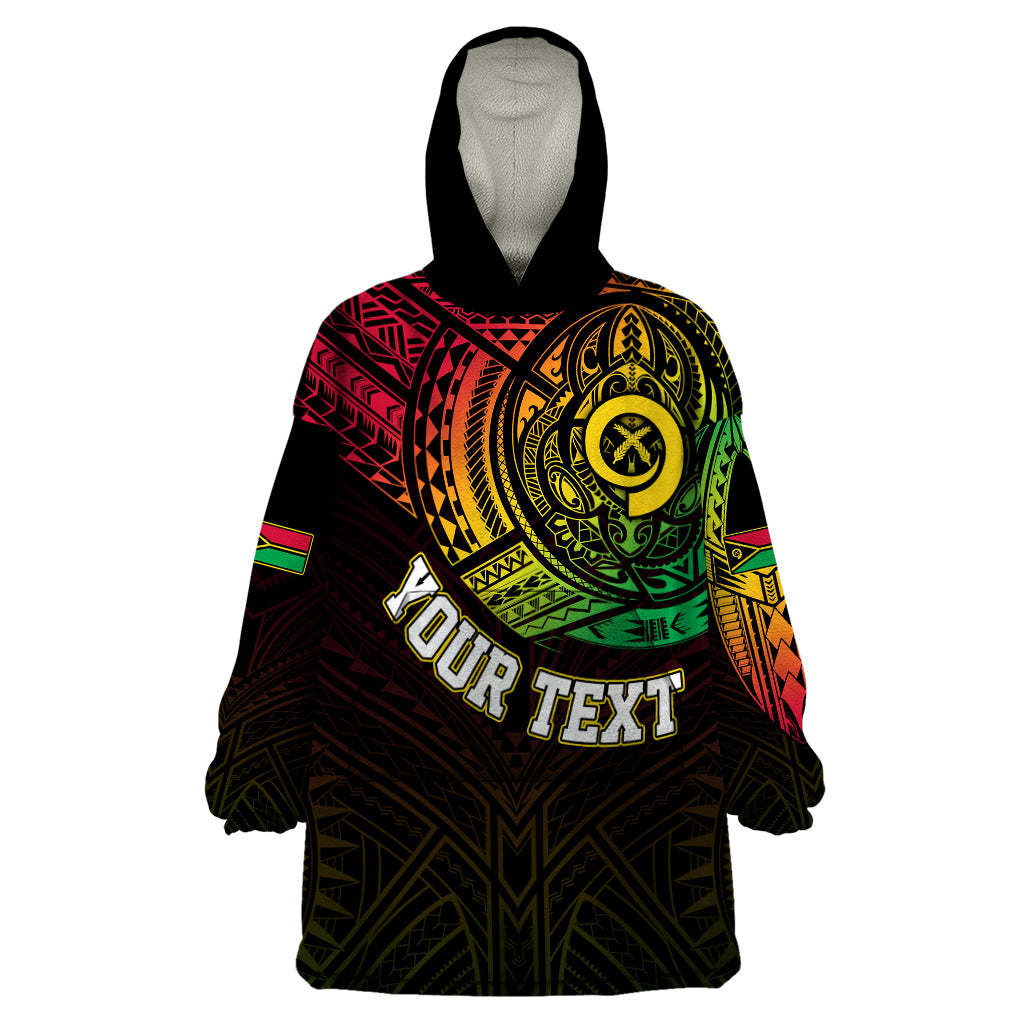 Personalised Vanuatu Wearable Blanket Hoodie Turtle Chest Tattoo Flag Color - Wonder Print Shop