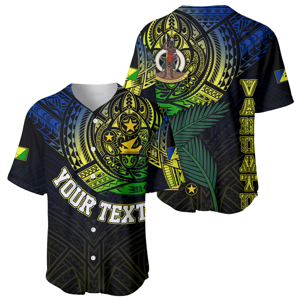 Personalised Vanuatu Baseball Jersey Turtle Chest Tattoo Flag Color - Malampa LT7 - Wonder Print Shop