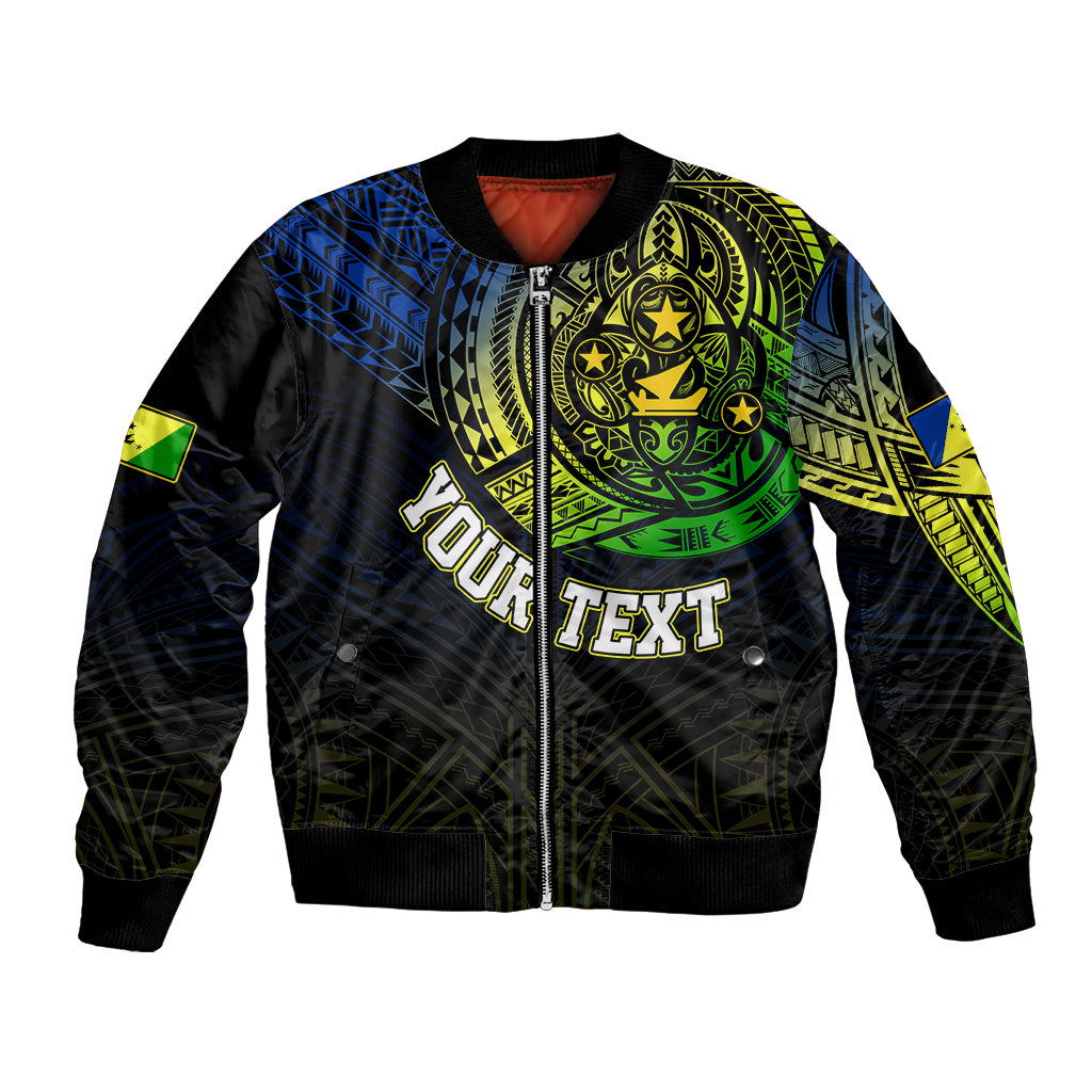 Black unisex bomber jacket with front zip, bold turtle graphic and multicolor flag print