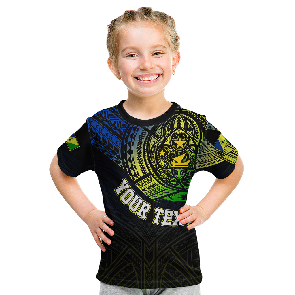 Personalised Vanuatu Kid T Shirt Turtle Chest Tattoo Flag Color - Malampa - Wonder Print Shop