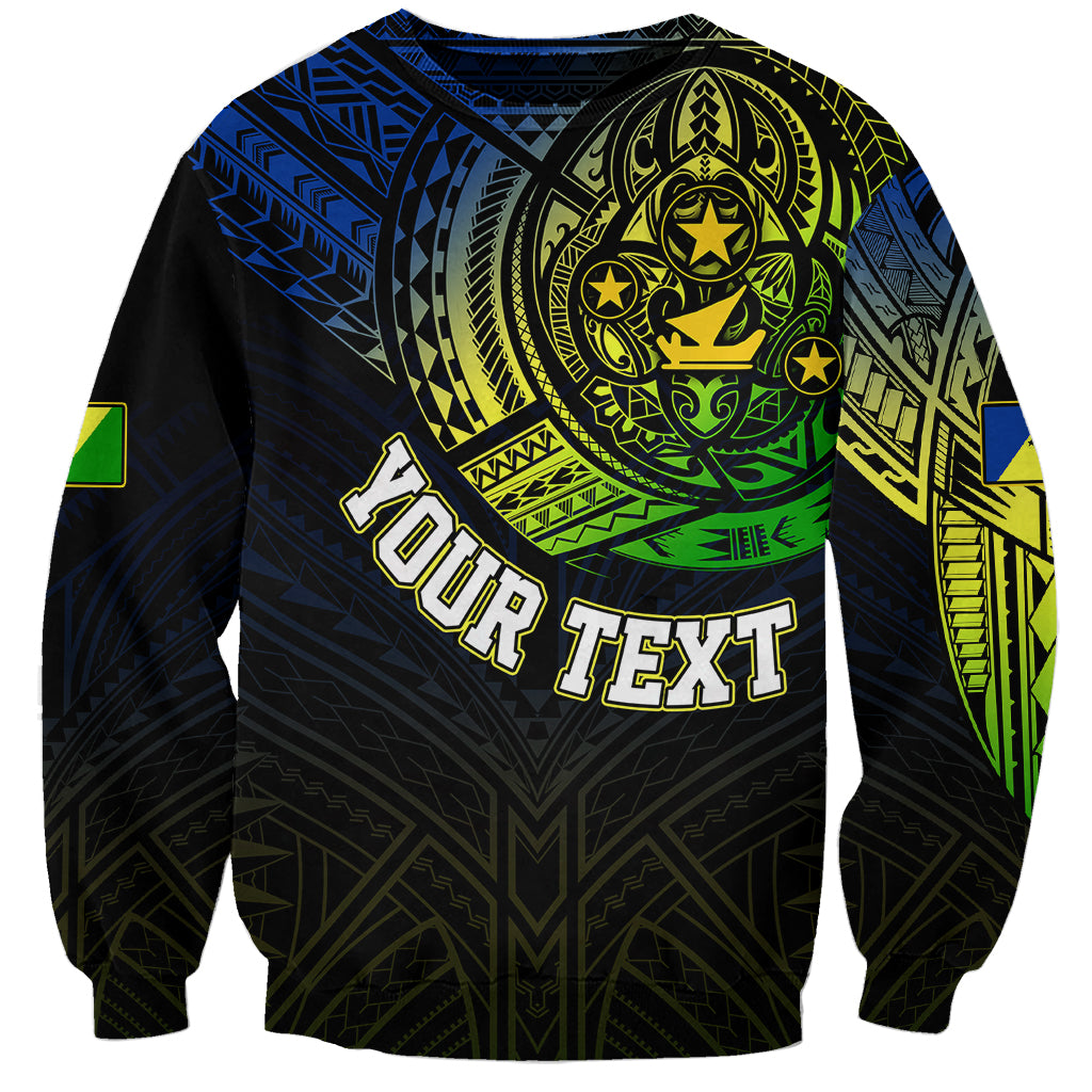 Personalised Vanuatu Sweatshirt Turtle Chest Tattoo Flag Color - Malampa - Wonder Print Shop