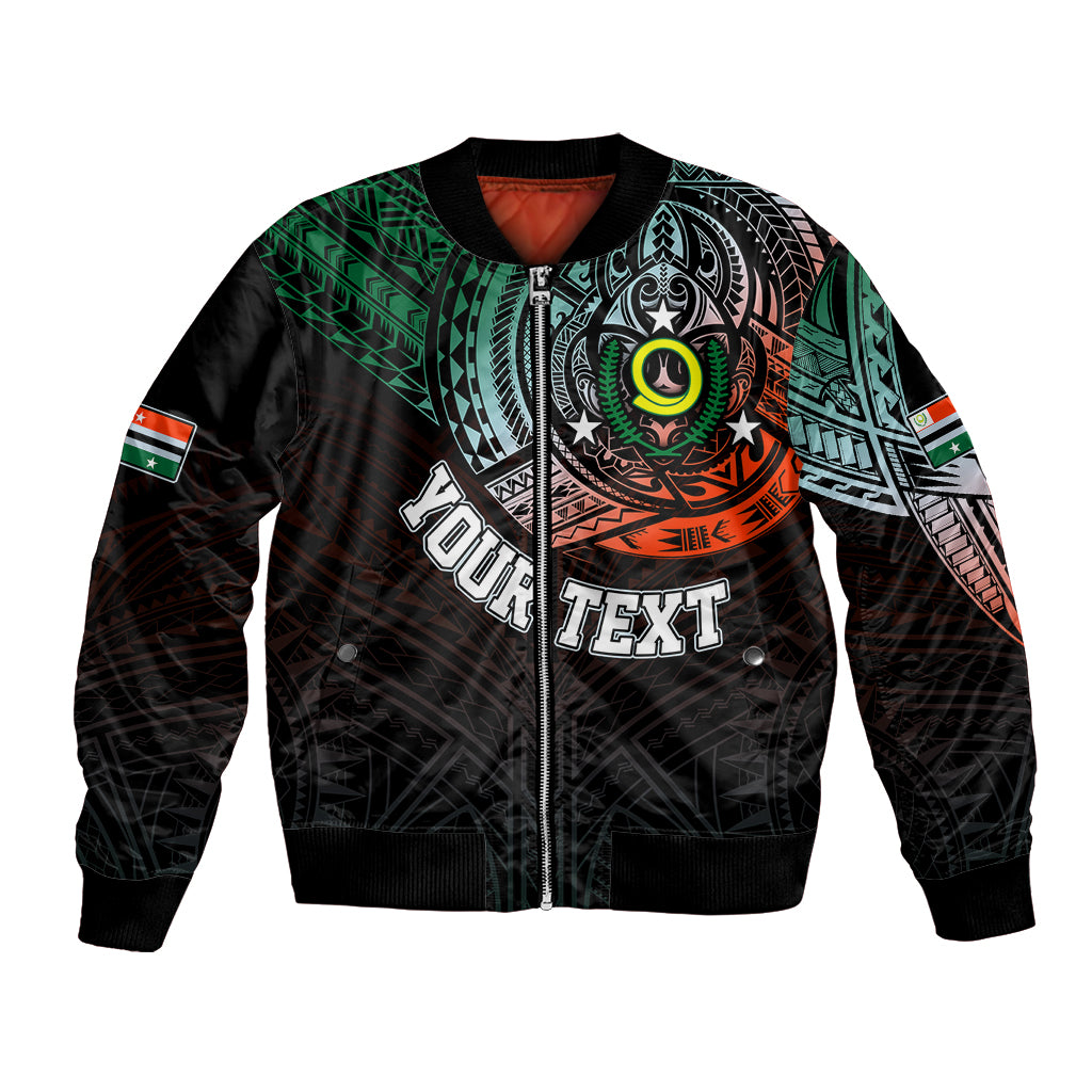 Personalised Vanuatu Bomber Jacket Turtle Chest Tattoo Flag Color - Penama LT7 - Wonder Print Shop