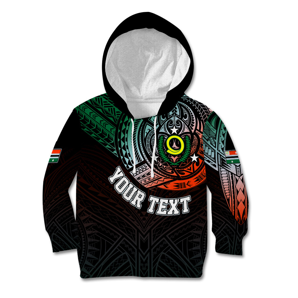 Personalised Vanuatu Kid Hoodie Turtle Chest Tattoo Flag Color - Penama - Wonder Print Shop