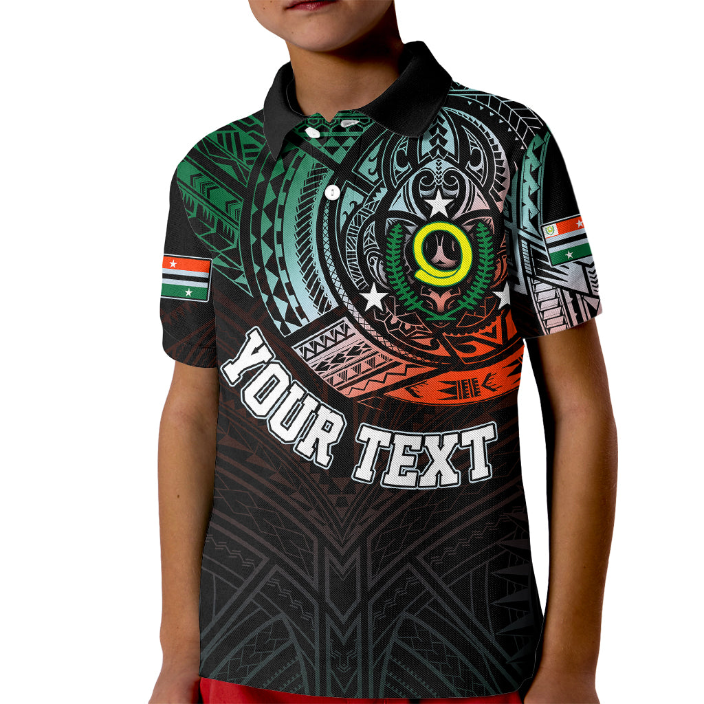 Custom Vanuatu Polo Shirt for Kid Turtle Chest Tattoo Flag Color Penama - Wonder Print Shop