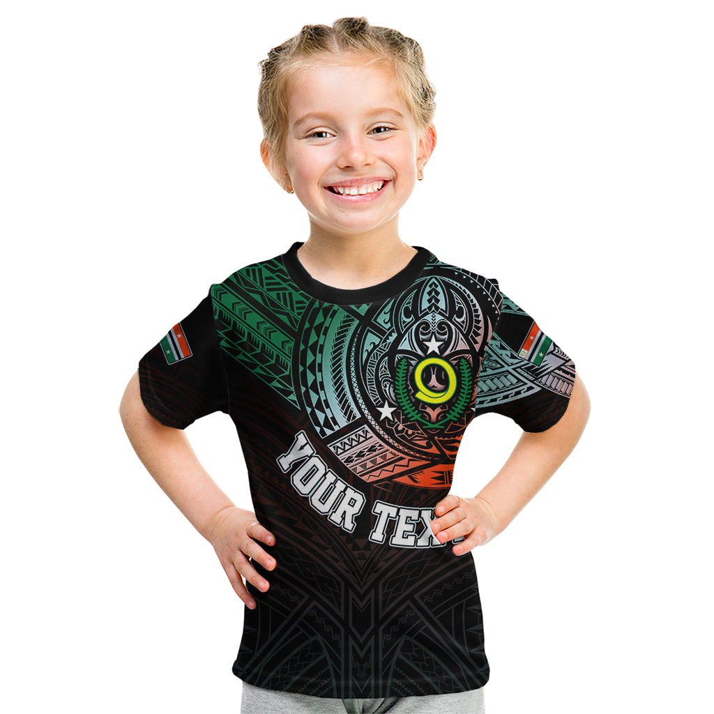 Personalised Vanuatu Kid T Shirt Turtle Chest Tattoo Flag Color - Penama - Wonder Print Shop