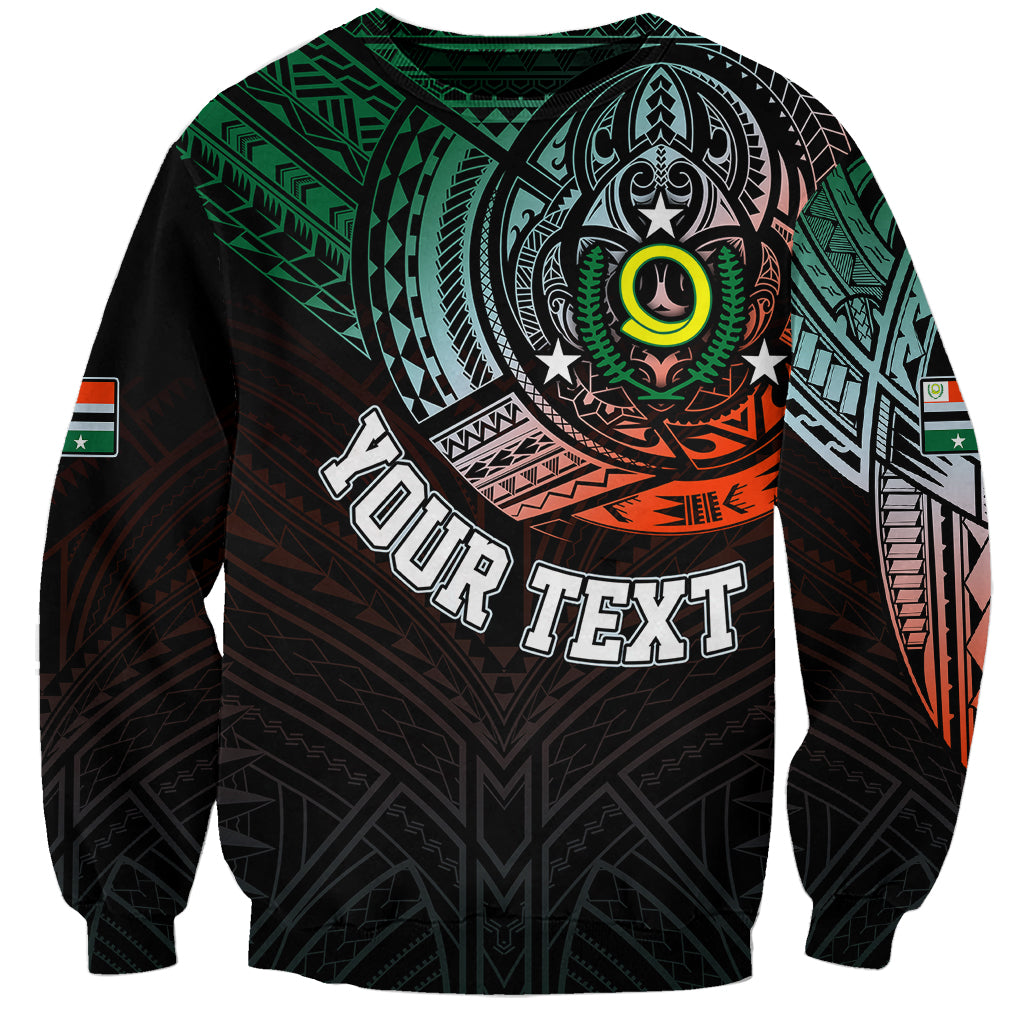 Personalised Vanuatu Sweatshirt Turtle Chest Tattoo Flag Color - Penama - Wonder Print Shop