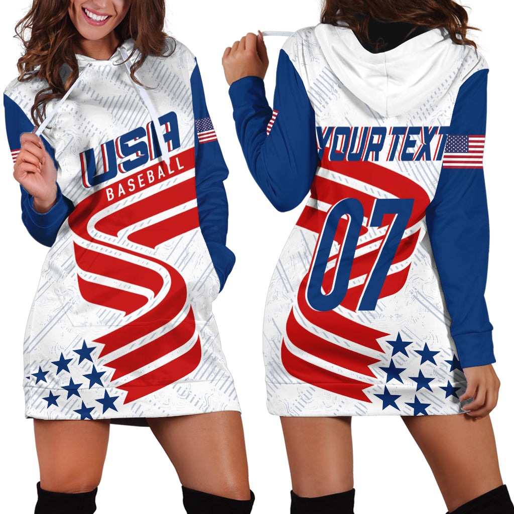 Personalised USA Baseball Star Spangled Simple Style Hoodie Dress - Wonder Print Shop