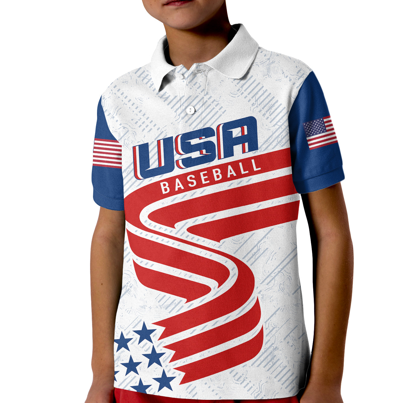 Custom USA Baseball Star Spangled Simple Style Polo Shirt KID - Wonder Print Shop