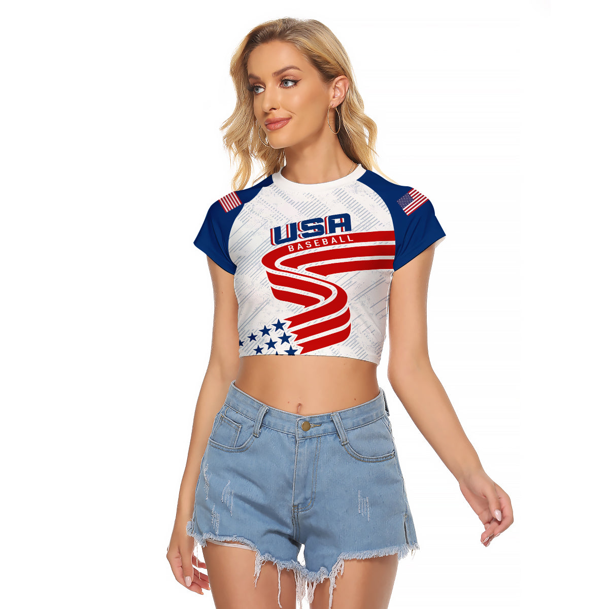 personalised-usa-baseball-star-spangled-simple-style-raglan-cropped-t-shirt