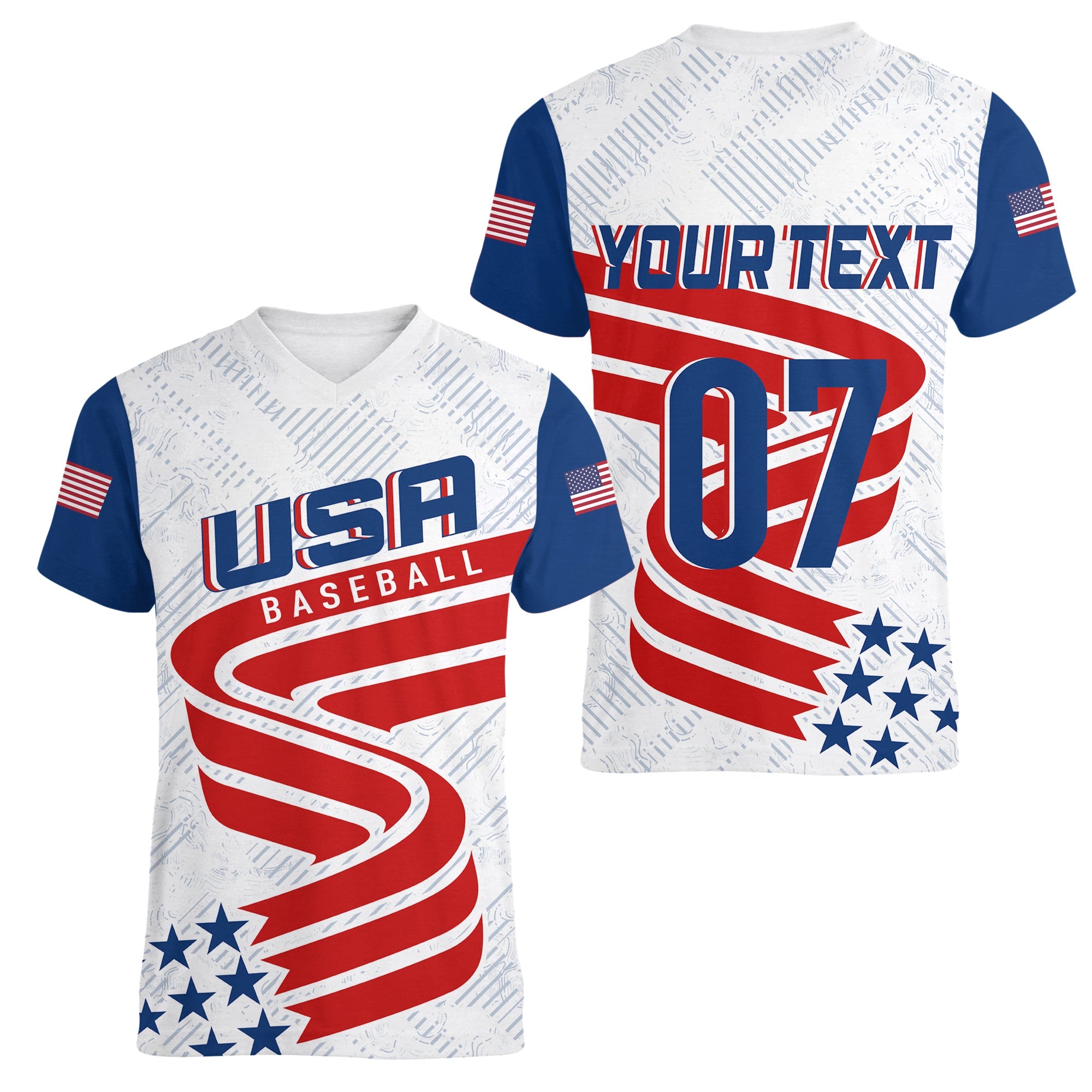 personalised-usa-baseball-star-spangled-simple-style-women-v-neck-t-shirt