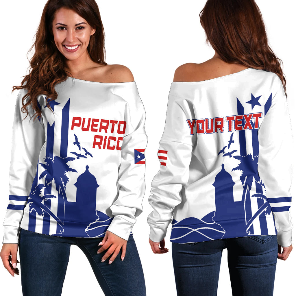 Personalised Puerto Rico Baseball 2023 El Morro Silhouette Off Shoulder Sweater - Wonder Print Shop