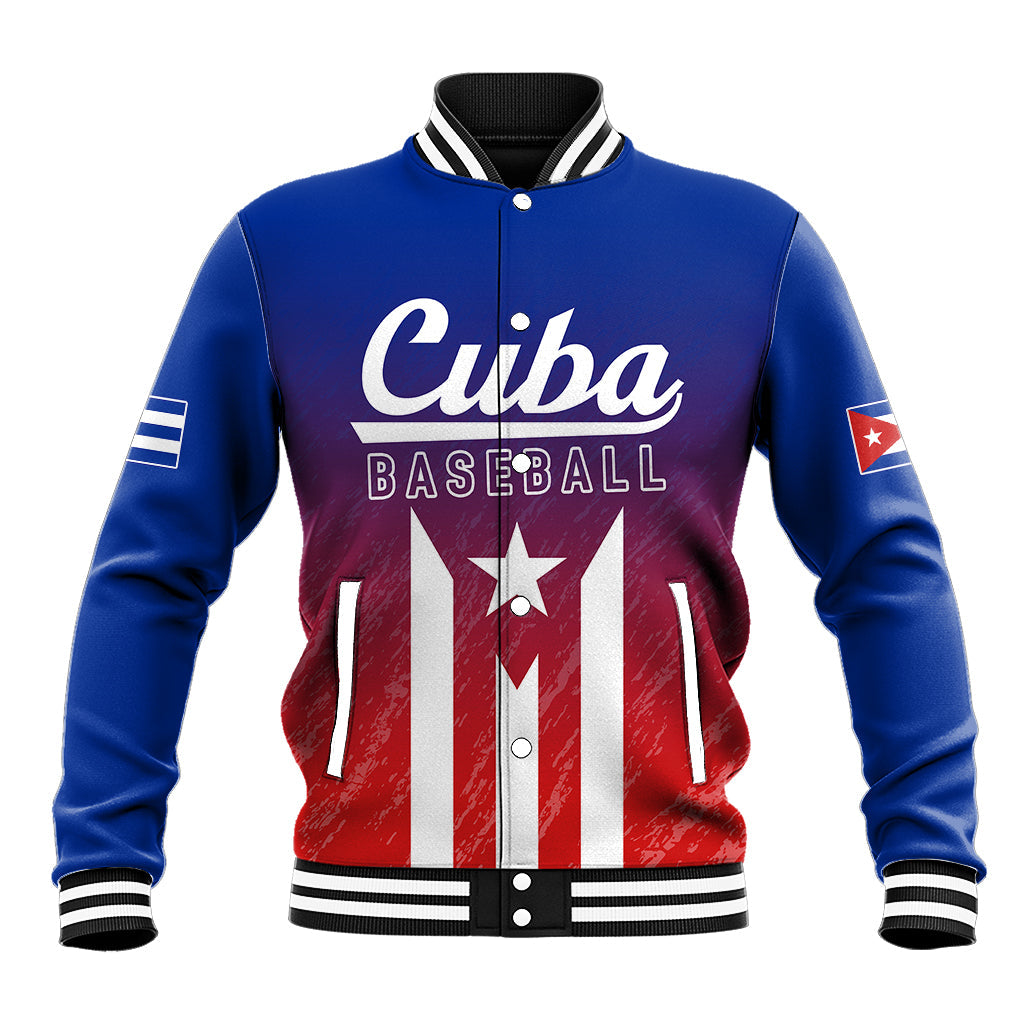 Personalised Cuba Baseball Gradient Color Flag Style Baseball Jacket LT7 - Wonder Print Shop