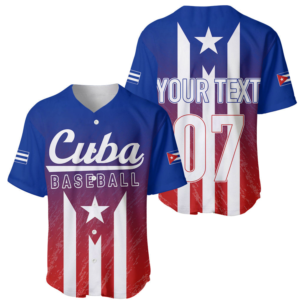 Personalised Cuba Baseball Gradient Color Flag Style Baseball Jersey LT7 - Wonder Print Shop