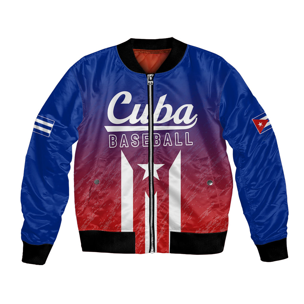 Personalised Cuba Baseball Gradient Color Flag Style Bomber Jacket LT7 - Wonder Print Shop