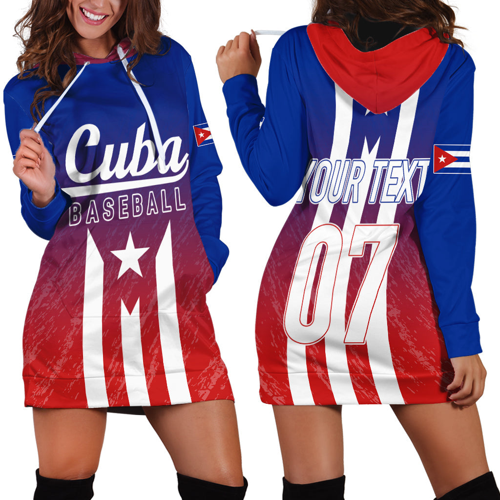 Personalised Cuba Baseball Gradient Color Flag Style Hoodie Dress - Wonder Print Shop