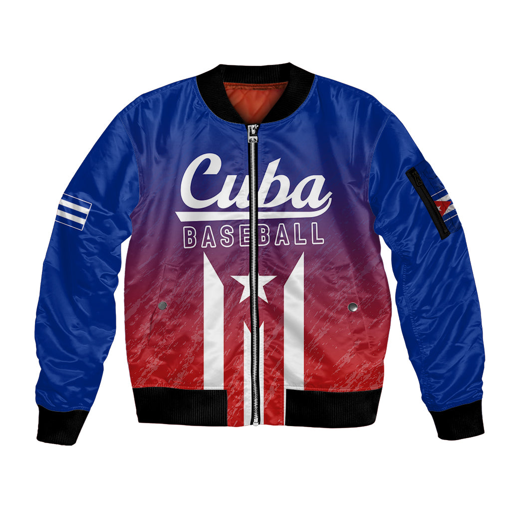 Personalised Cuba Baseball Gradient Color Flag Style Sleeve Zip Bomber Jacket - Wonder Print Shop