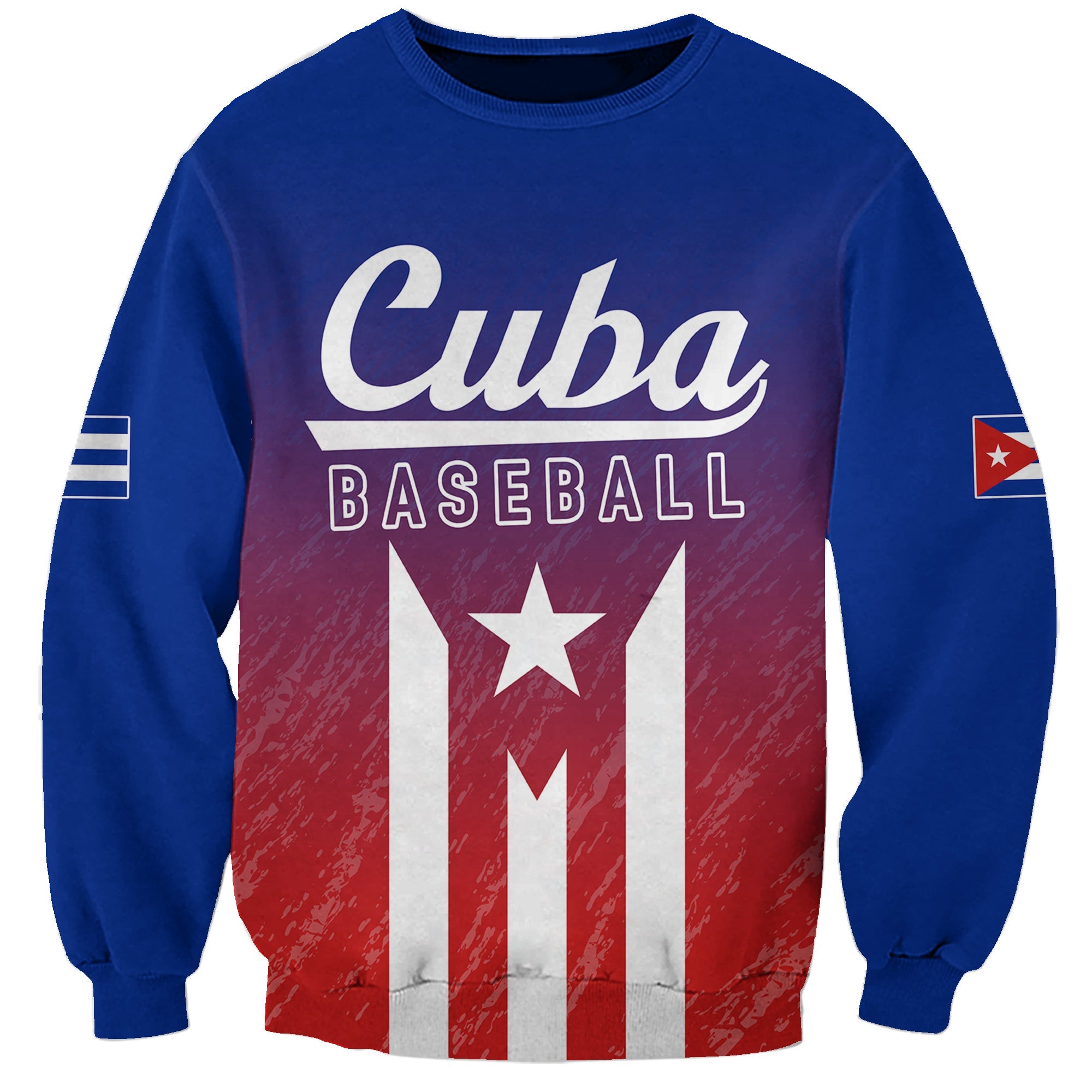 Personalised Cuba Baseball Gradient Color Flag Style Sweatshirt - Wonder Print Shop