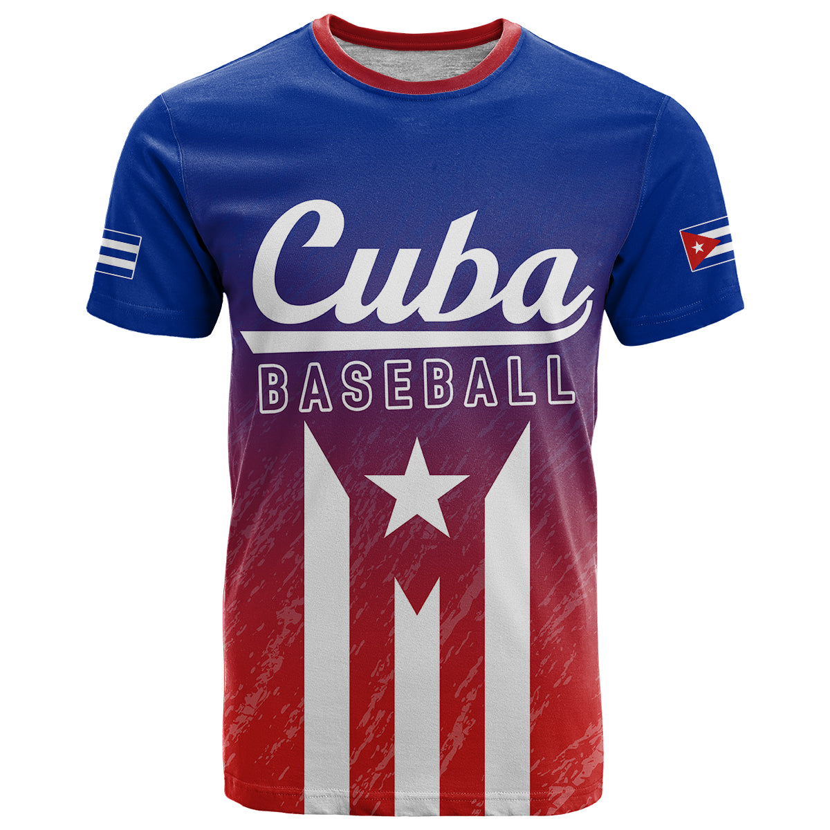 Personalised Cuba Baseball Gradient Color Flag Style T Shirt - Wonder Print Shop