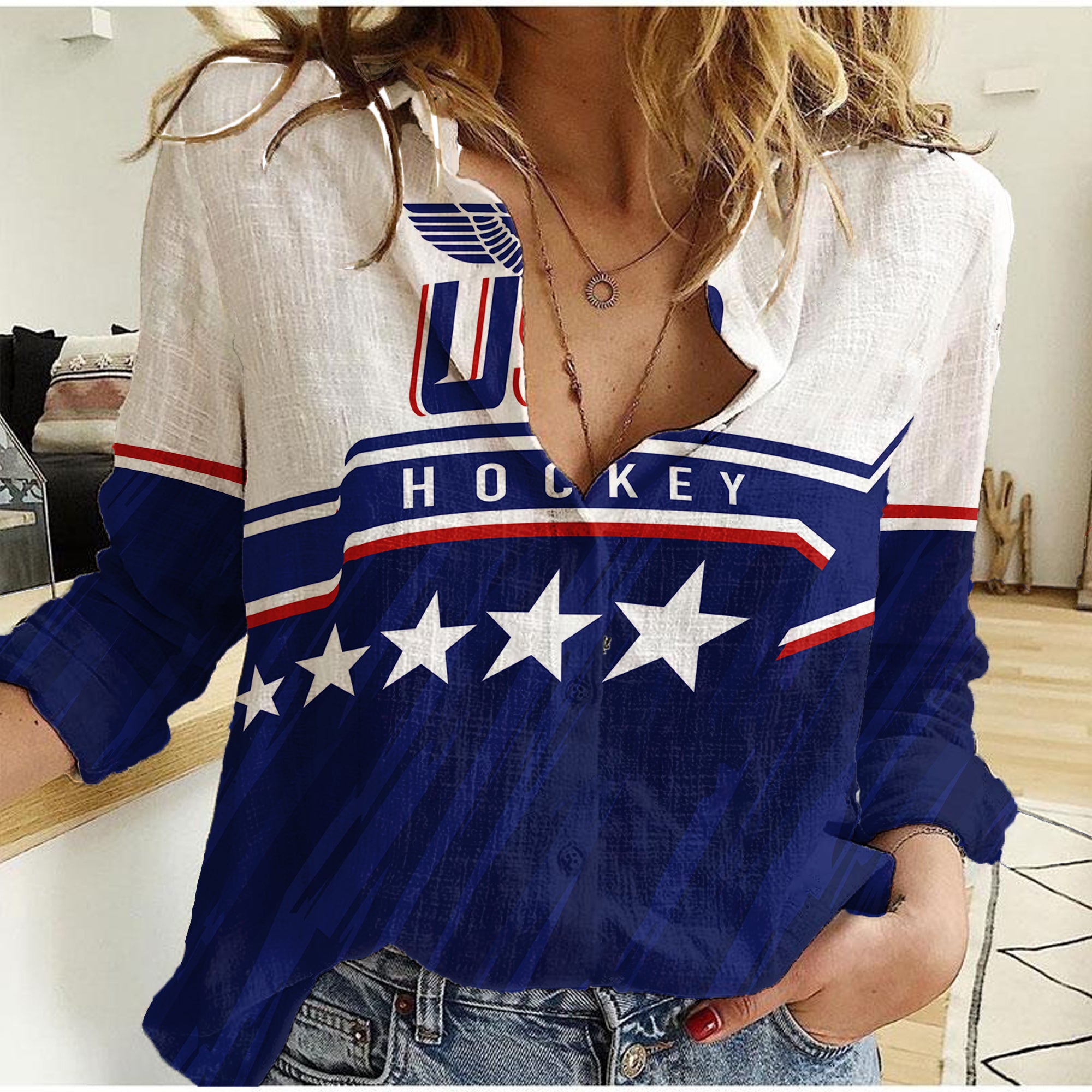 usa-ice-hockey-championship-2023-star-eagle-women-casual-shirt