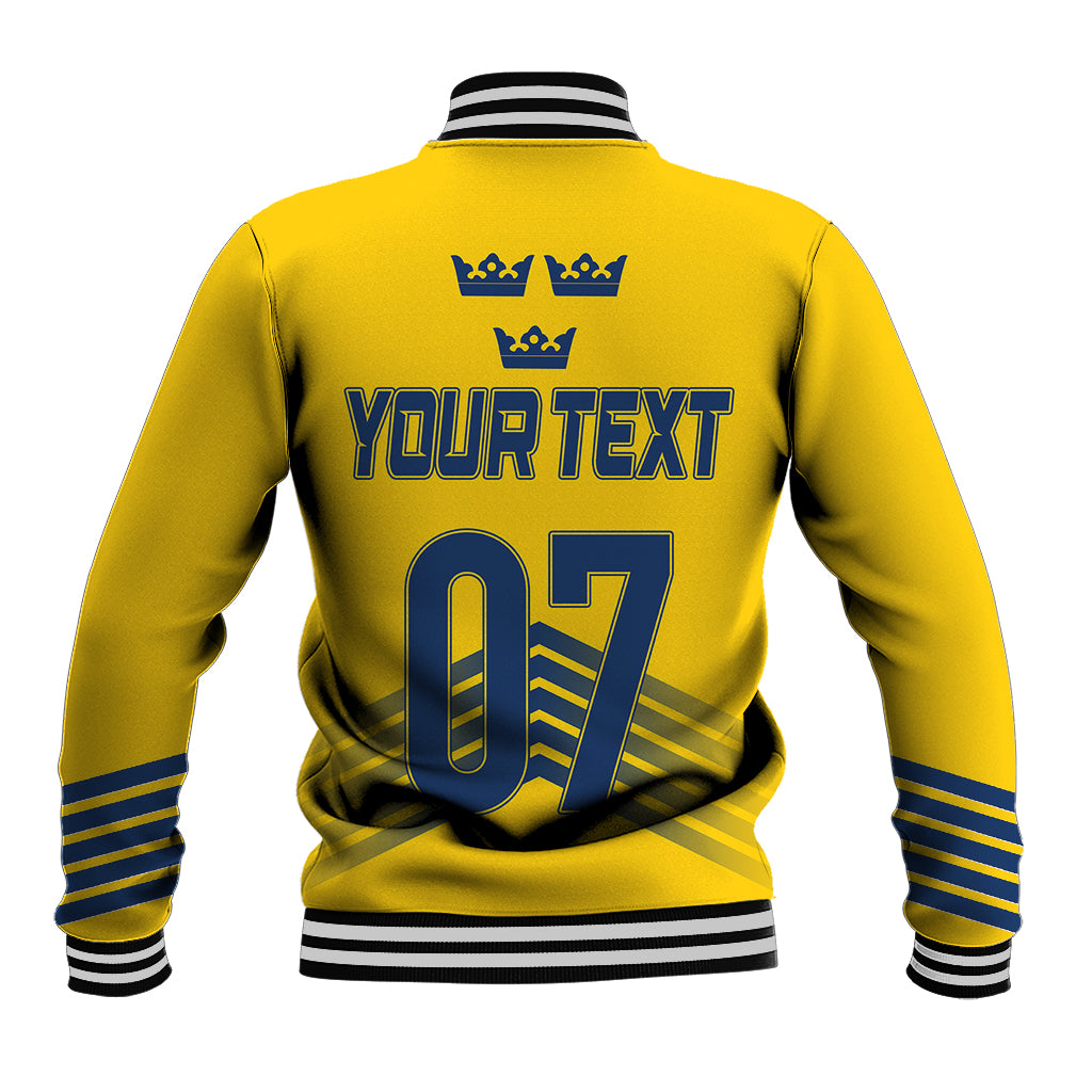 Unisex yellow baseball jacket back print with crowns and large 07 lettering